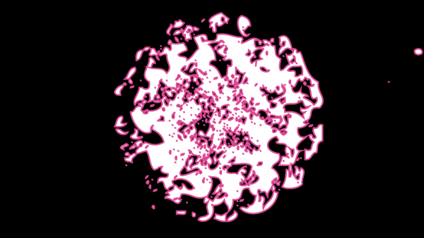 Image vectorisée du coronavirus. Noir et fuschia. 